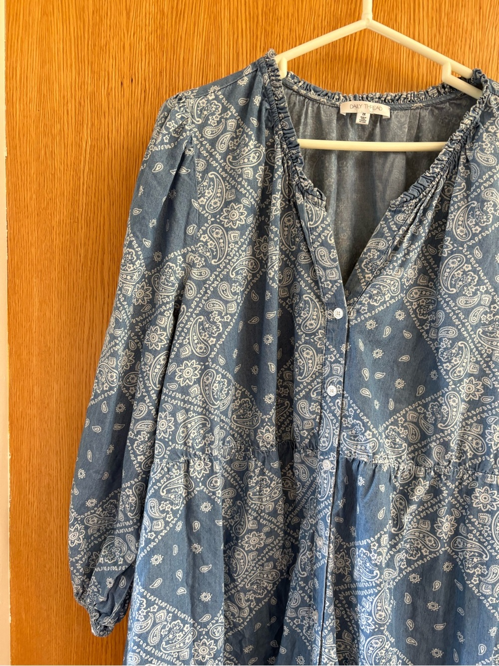 Daily Threads Vintage Blue Bandana-Print Tiered Maxi Dress 100% Cotton - Picture 2 of 7